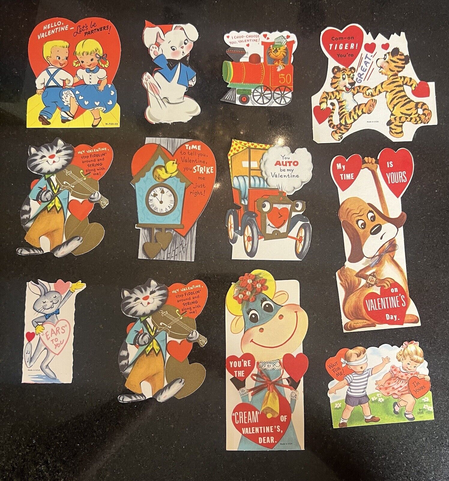 Lot Of 12 Vintage Die Cut Unused Valentine Day Cards 50s 60s