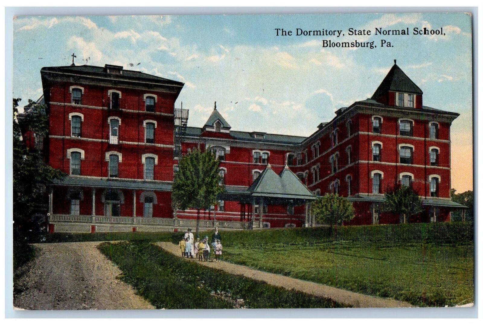 1914 The Dormitory State Normal School Dirt Road Bloomsburg Pennsylvania Postcar