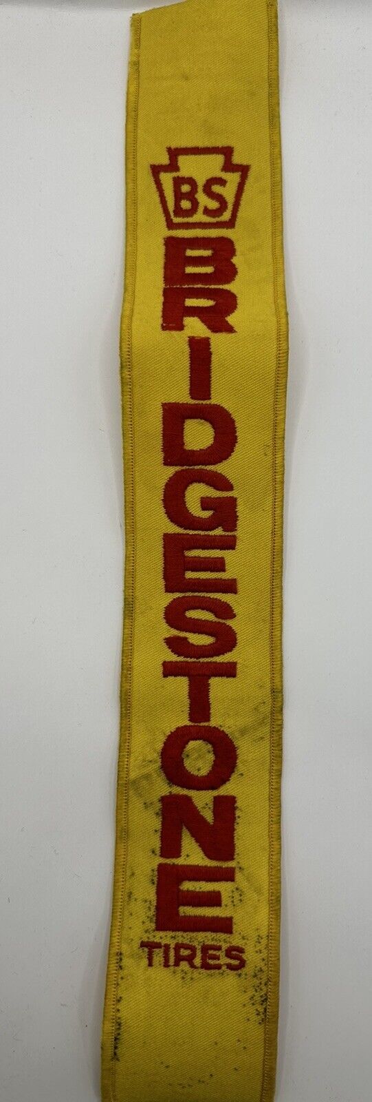 Bridgestone BS Iron On Patch Vintage Rare Yellow Vertical Large 14X2 Inches