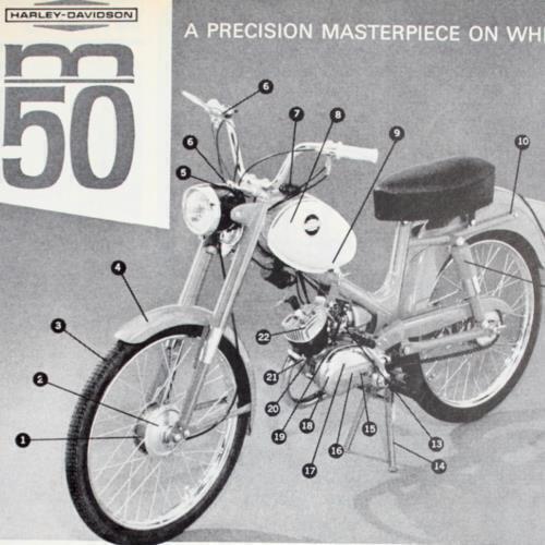 1965 Harley-Davidson M50 Motorcycle 22 Features Vintage print Ad Italy Aermacchi