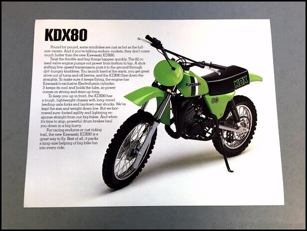 1981 Kawasaki KDX80 Motorcycle Bike 1-page Vintage Sales Brochure Spec Sheet