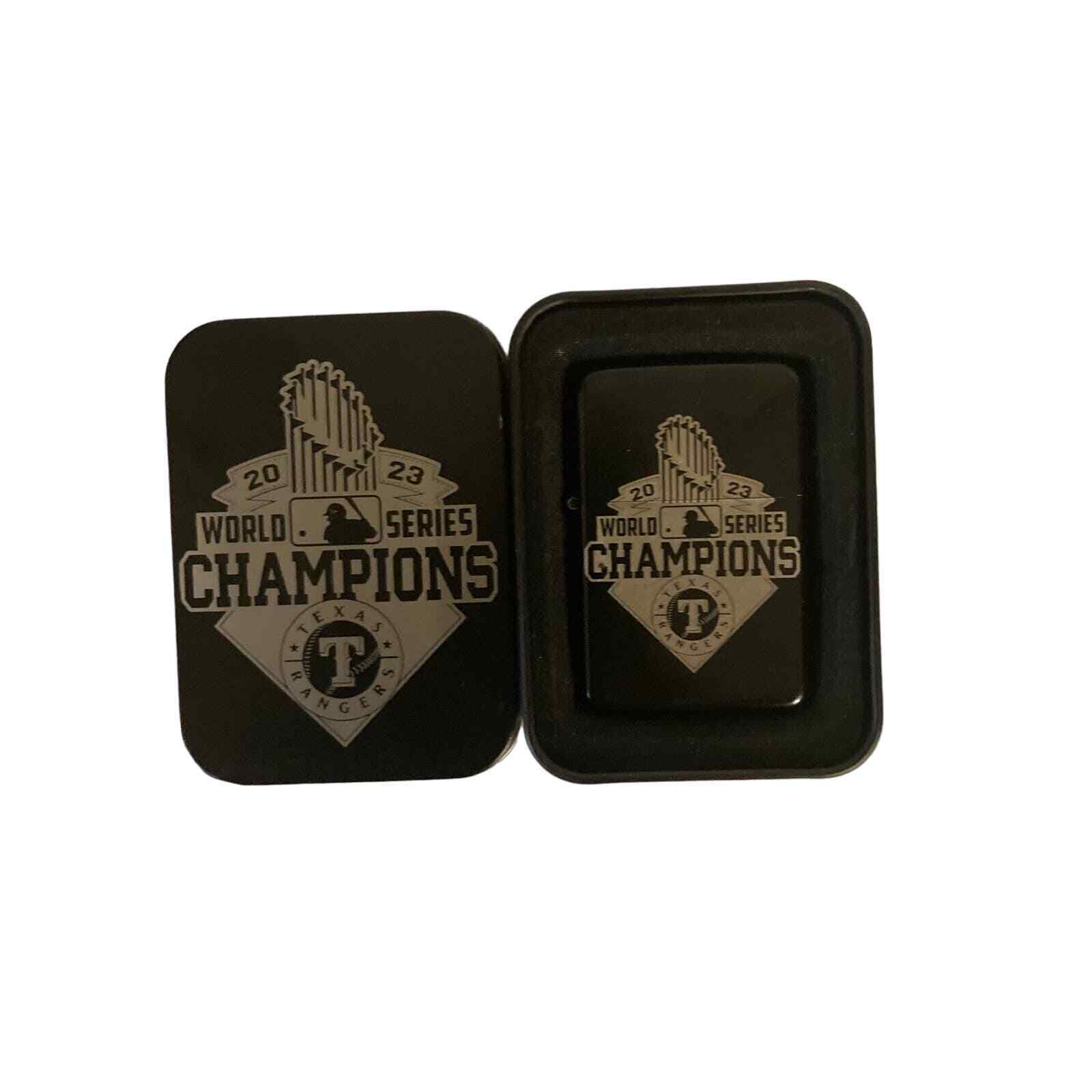 Texas Rangers 2023 MLB Champions Engraved Lighter Black Mate with Case