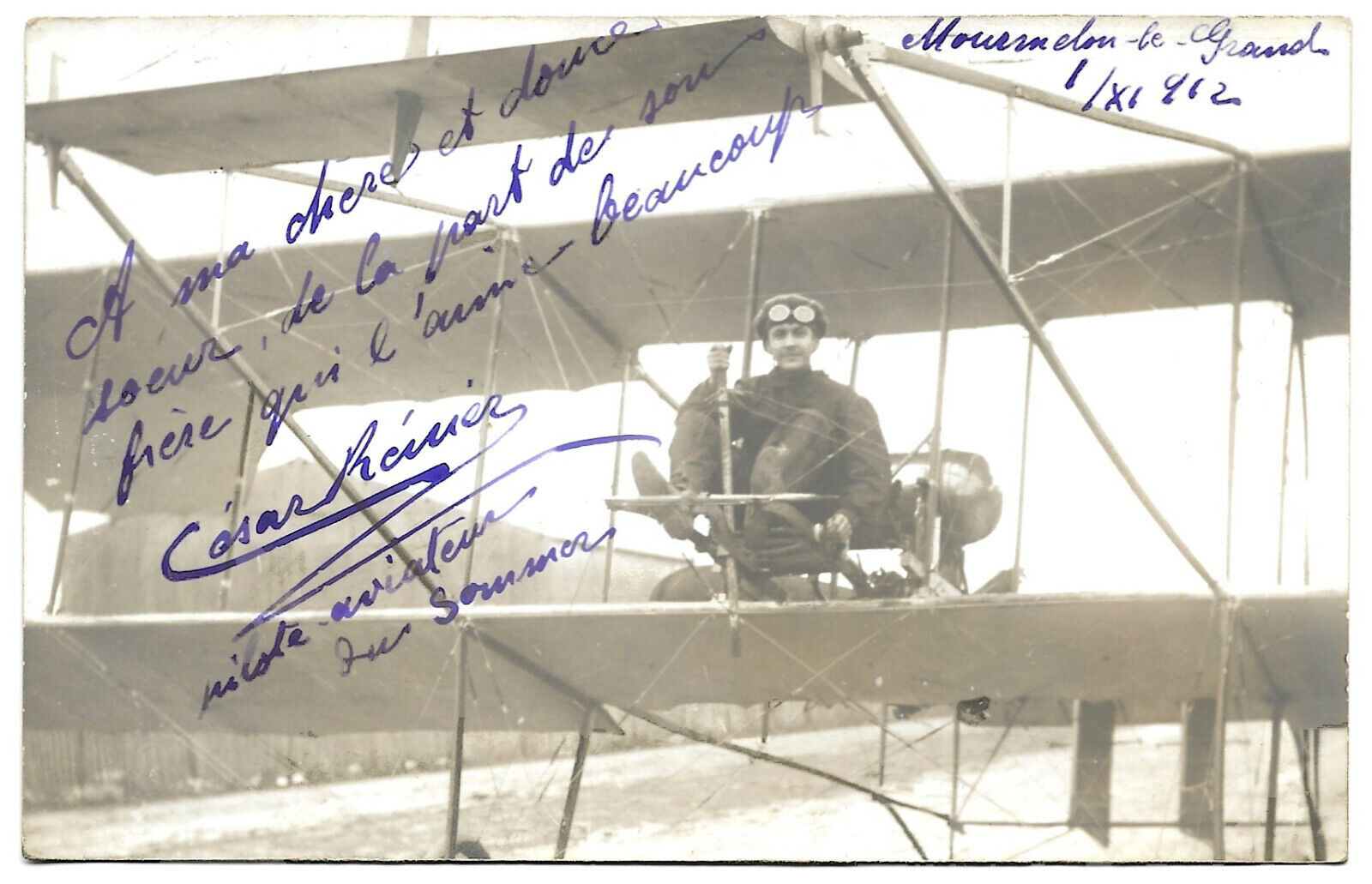 FRANCE 1912 PILOT Cesar Robert Pierre Echard Ace of French aviation TOP PHOTO 1