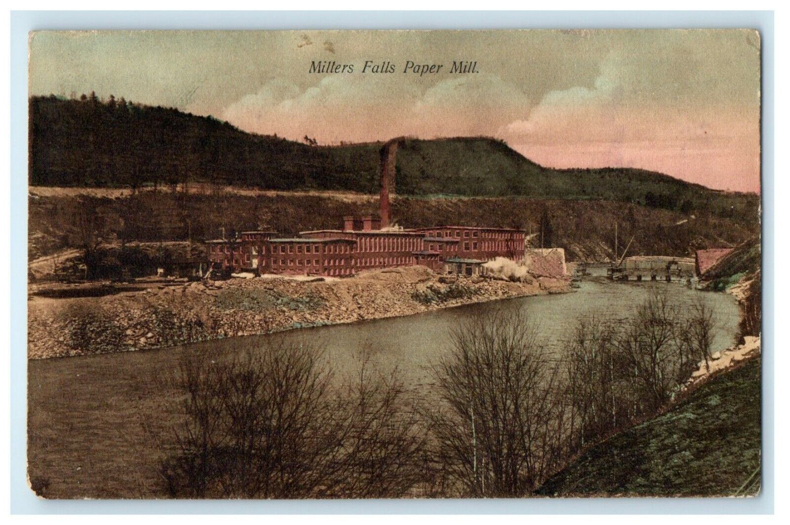 1908 Paper Mill in Miller's Falls, Milford, Massachusetts MA Postcard