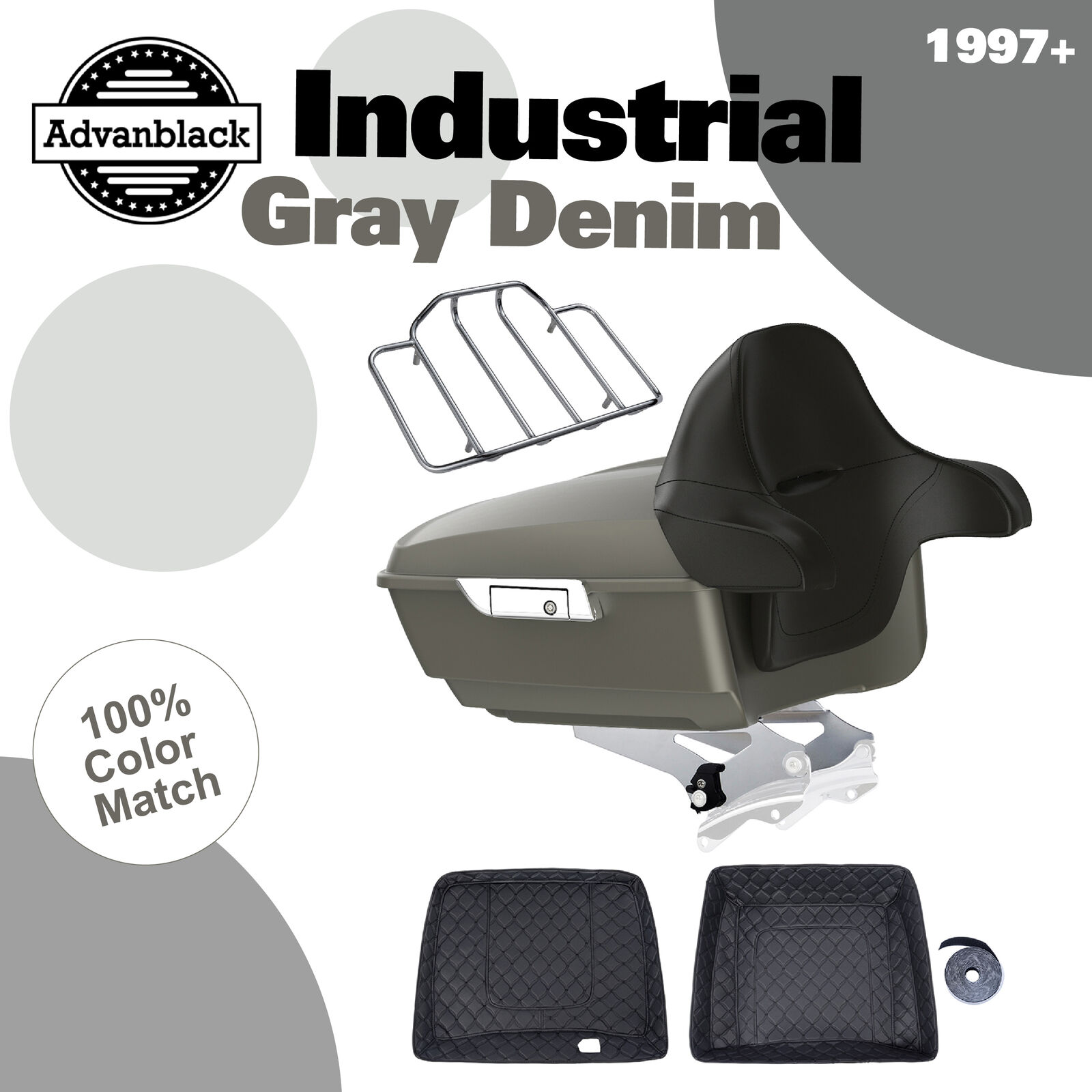 Industrial Gray Denim King Tour Pack For Harley Street Electra Road Glide 97+