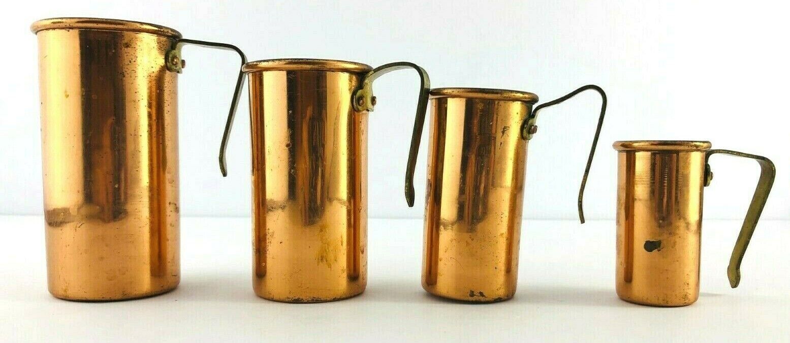 Vintage Copper Measuring Cup Set Of 4
