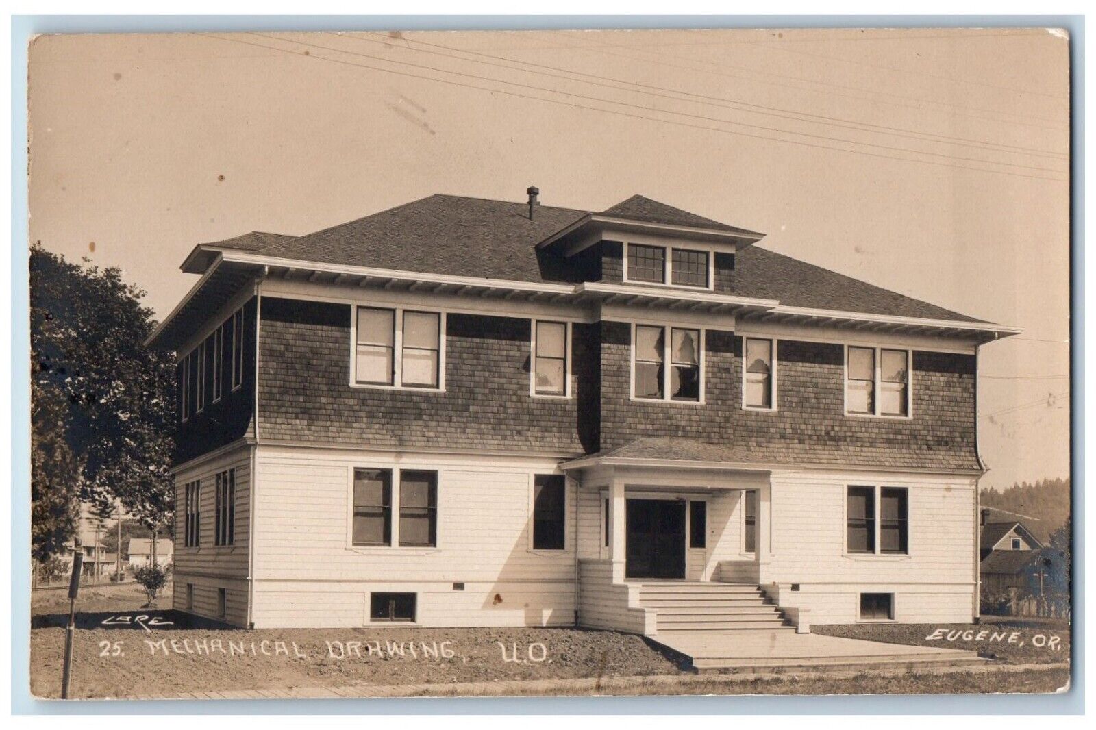 Eugene Oregon OR Postcard RPPC Photo Mechanical Drawing House c1910's Antique