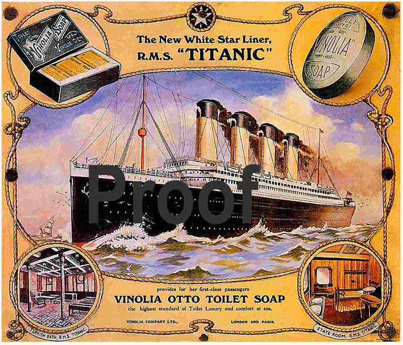 1912 Titanic White Star Ocean Liner Travel Advertisement Poster Art Print