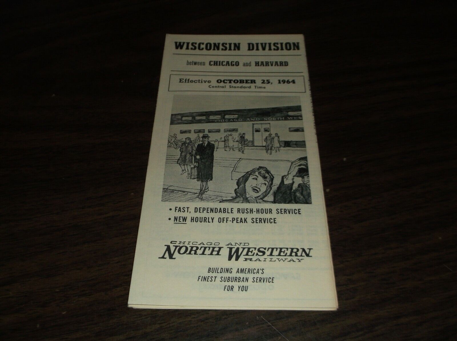 OCTOBER 1964 C&NW WISCONSIN DIVISION CHICAGO TO HARVARD PUBLIC TIMETABLE 