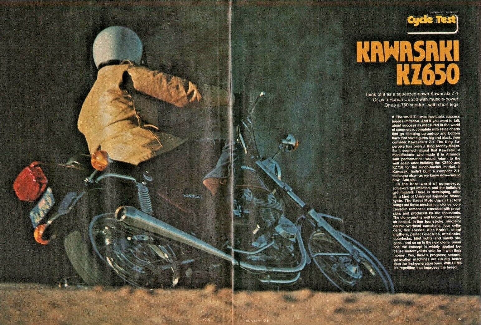 1976 Kawasaki KZ650 Four - 10-Page Vintage Motorcycle Road Test Article