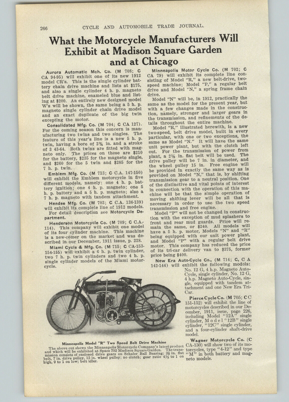 1911 PAPER AD Motorcycle Show Article Hendee Indian Emblem Minneapolis