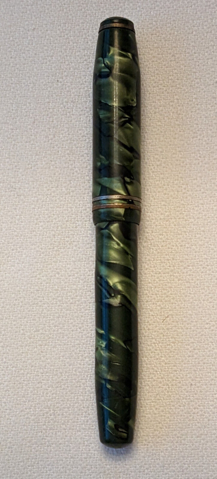 Vintage KREKO Fountain Pen Green and Black Marbled Celluloid