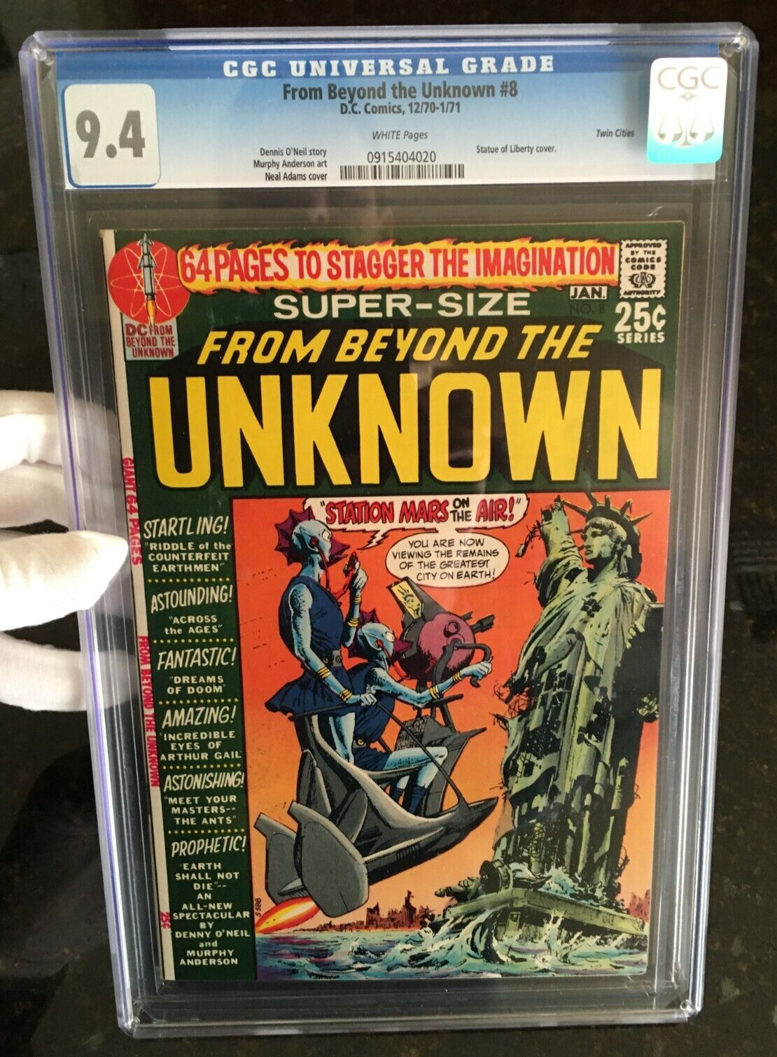 1971 From Beyond the Unknown #8 CGC 9.4 WHITE Twin Cities Pedigree Adams Cover