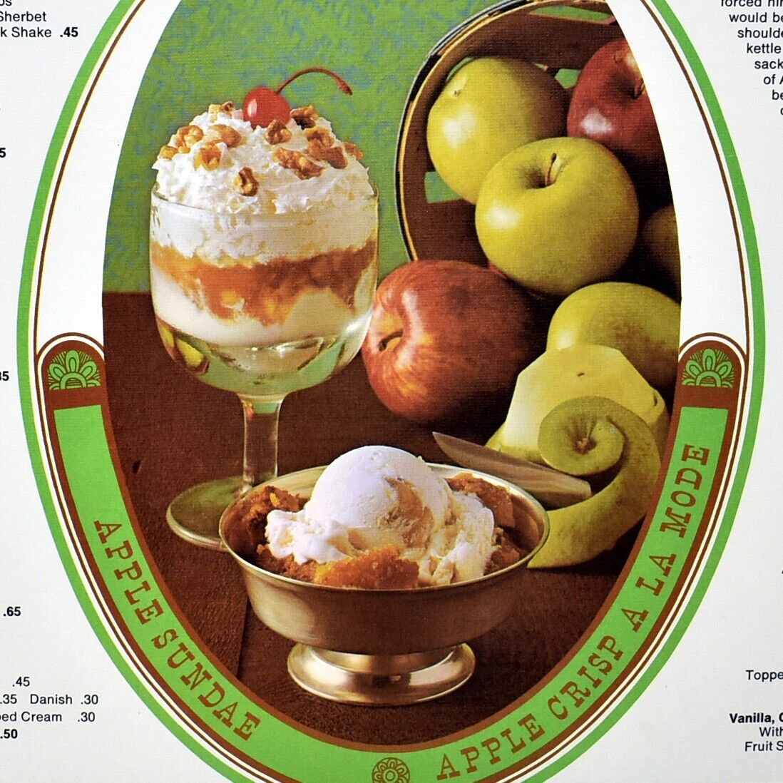 1972 Howard Johnson Restaurant Apple Sundae Menu Oshkosh Winnebago Co Wisconsin