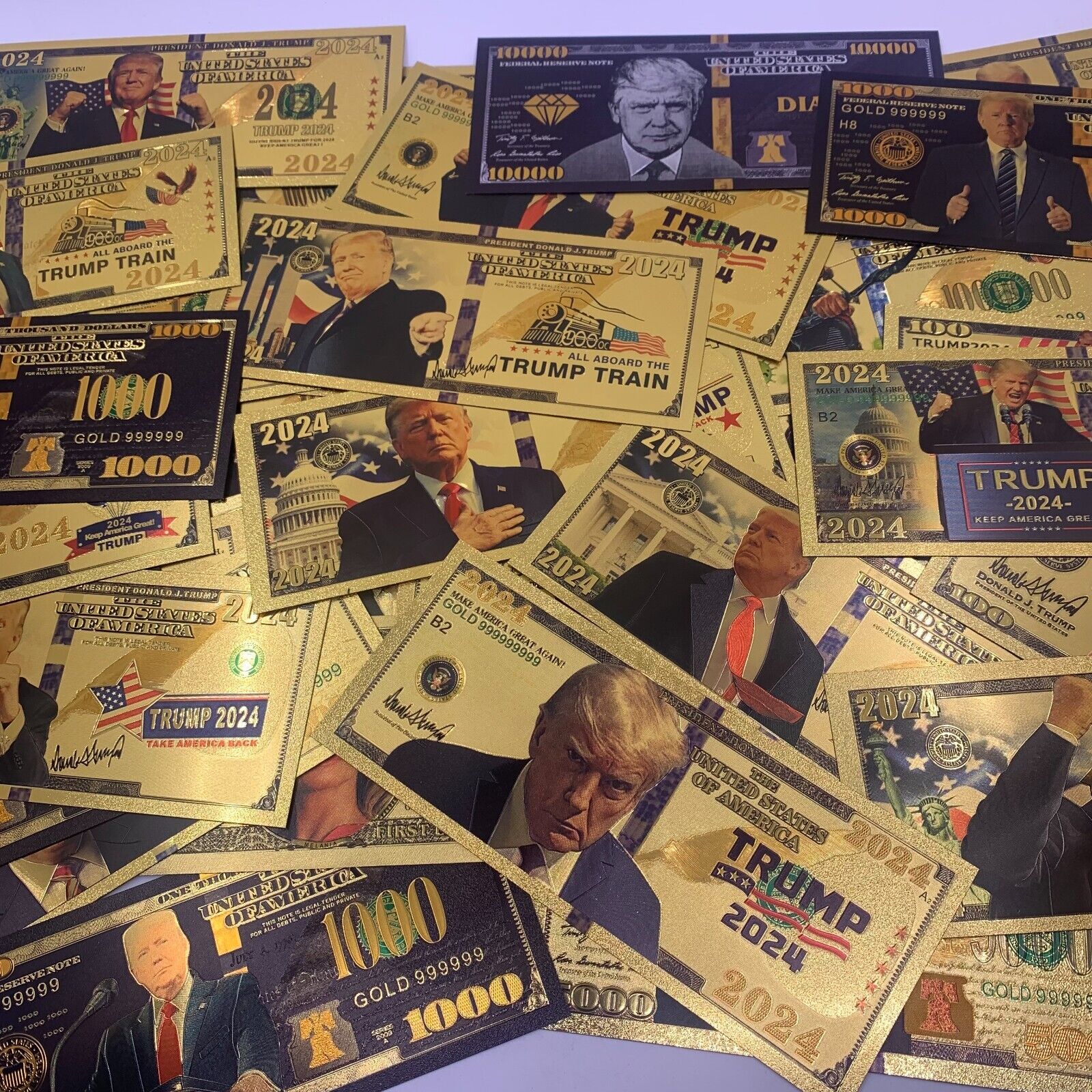 33 PCS/LOT USA President DONALD TRUMP 2024 Black Gold BANKNOTE CARDS NICE GIFT