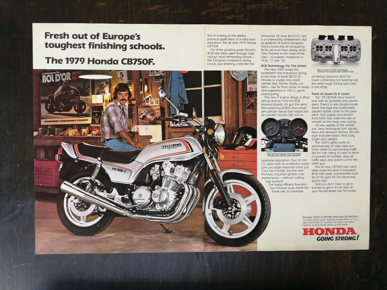Vintage 1979 Honda CB750F Motorcycle 2-Page Original Ad