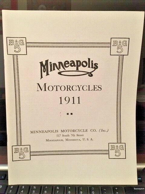 Minneapolis Motorcycles Brochure 1911 Big 5 - 20 Pg - Antique-COPY-Black & White