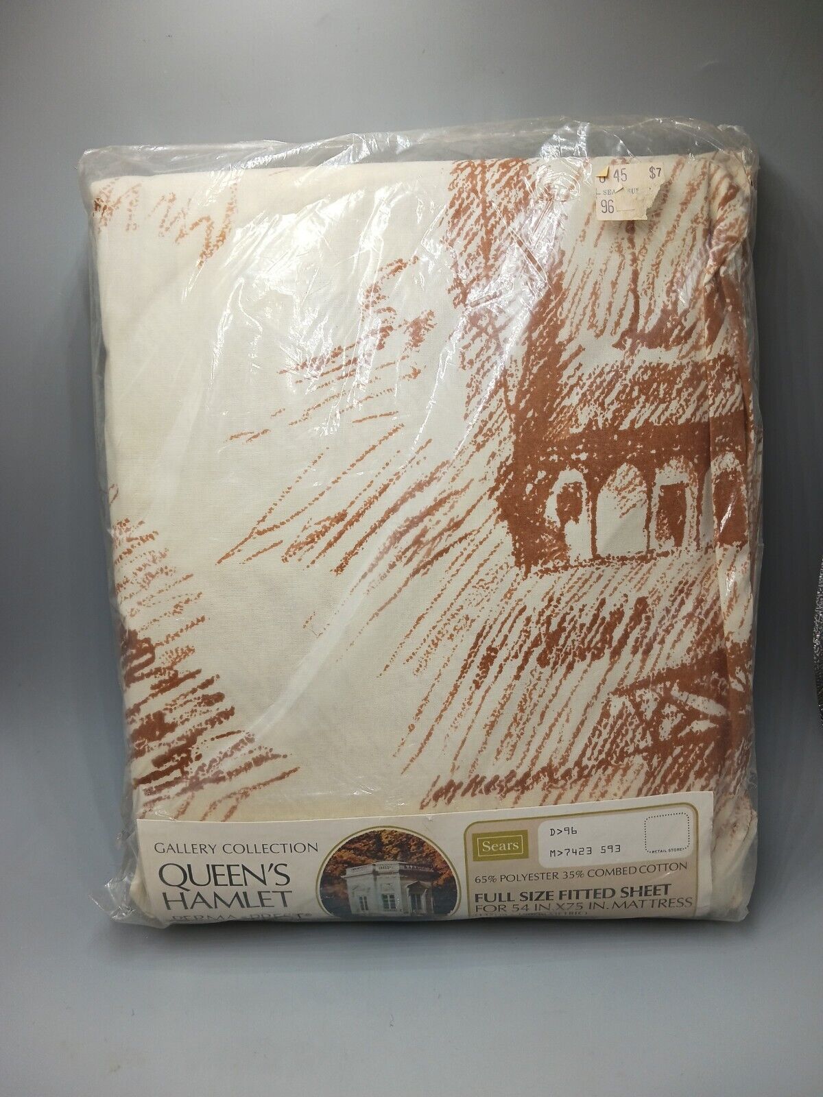 Vintage Sears Bed Sheet Full Fitted Queen's Hamlet Percale