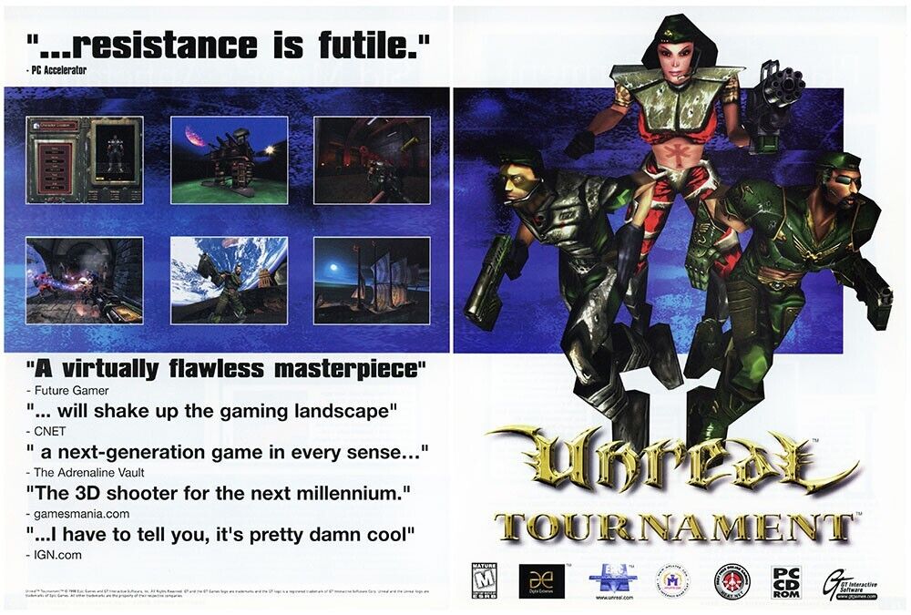 Unreal Tournament PC Original 2001 Ad Authentic Retro FPS Video Game Promo