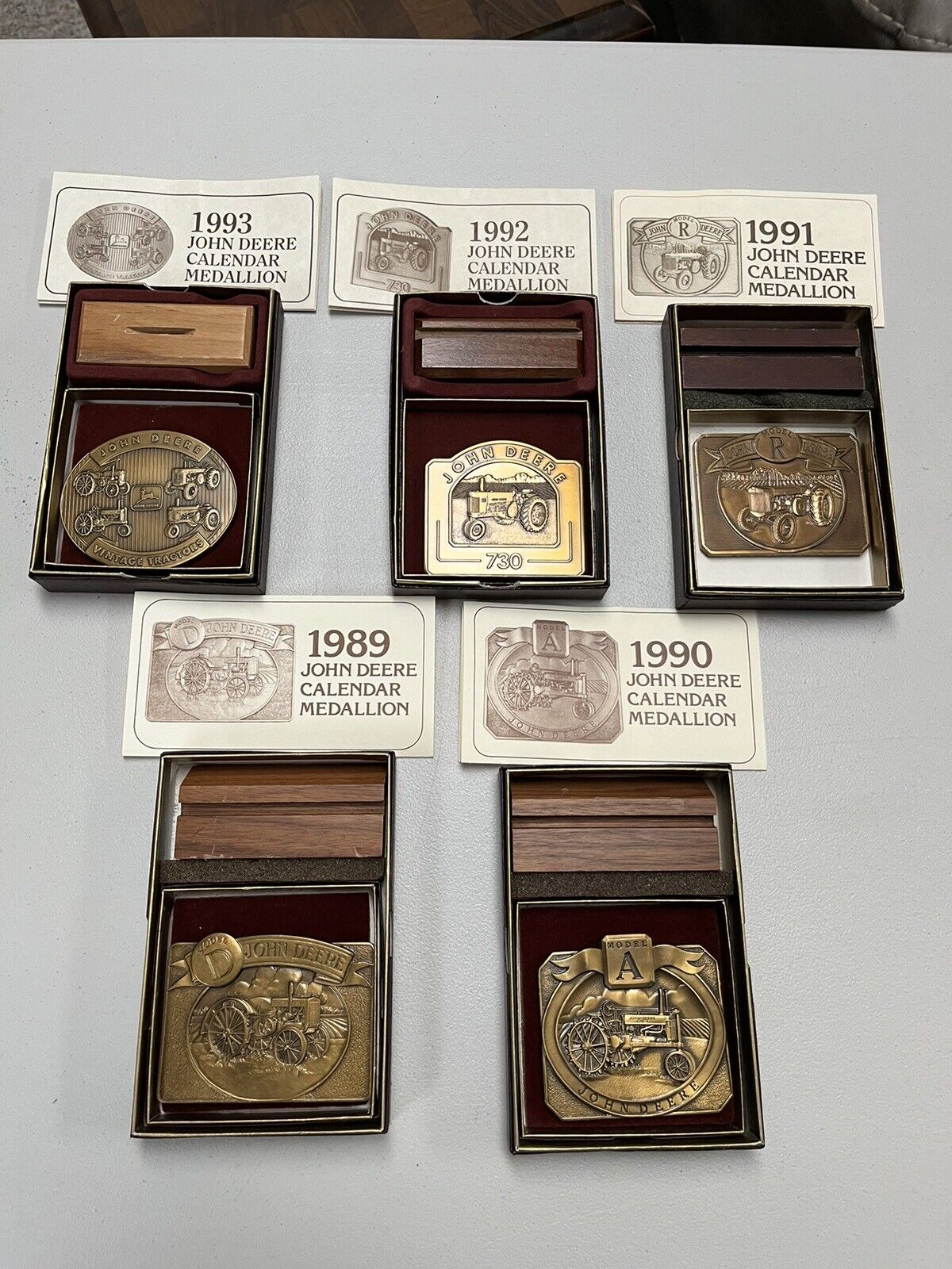 Lot Of 5 Pre Owned 1989-1993 John Deere Calendar Medallions