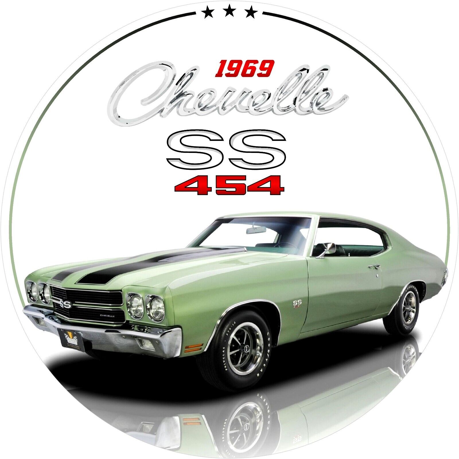 1969 Chevrolet Chevelle SS 454 11.75in ROUND METAL SIGN