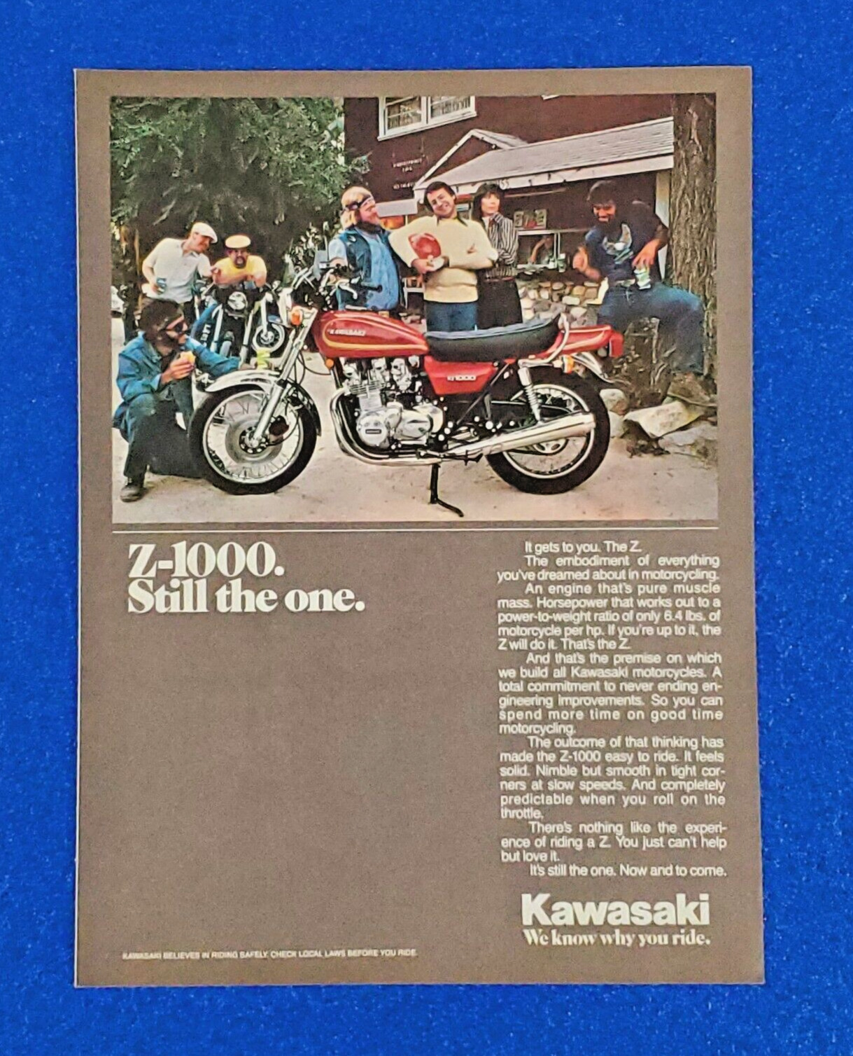 1978 KAWASAKI Z-1000 ORIGINAL COLOR PRINT AD \