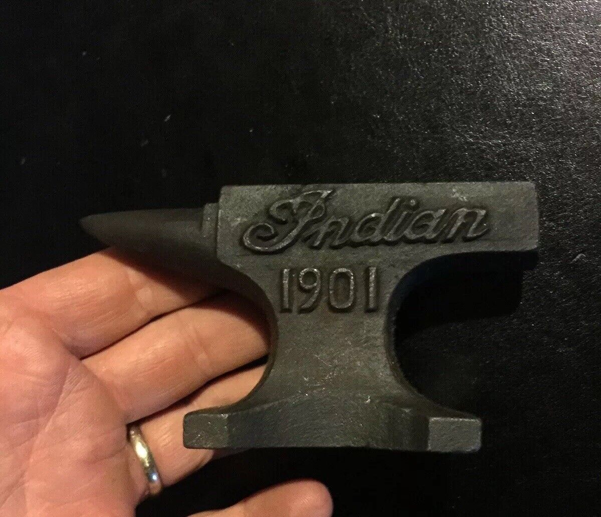 Indian Motorcycle Anvil Blacksmith Forge Collector Patina Gift Paperweight METAL