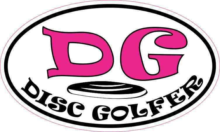 5in x 3in Pink Oval Disc Golfer Sticker