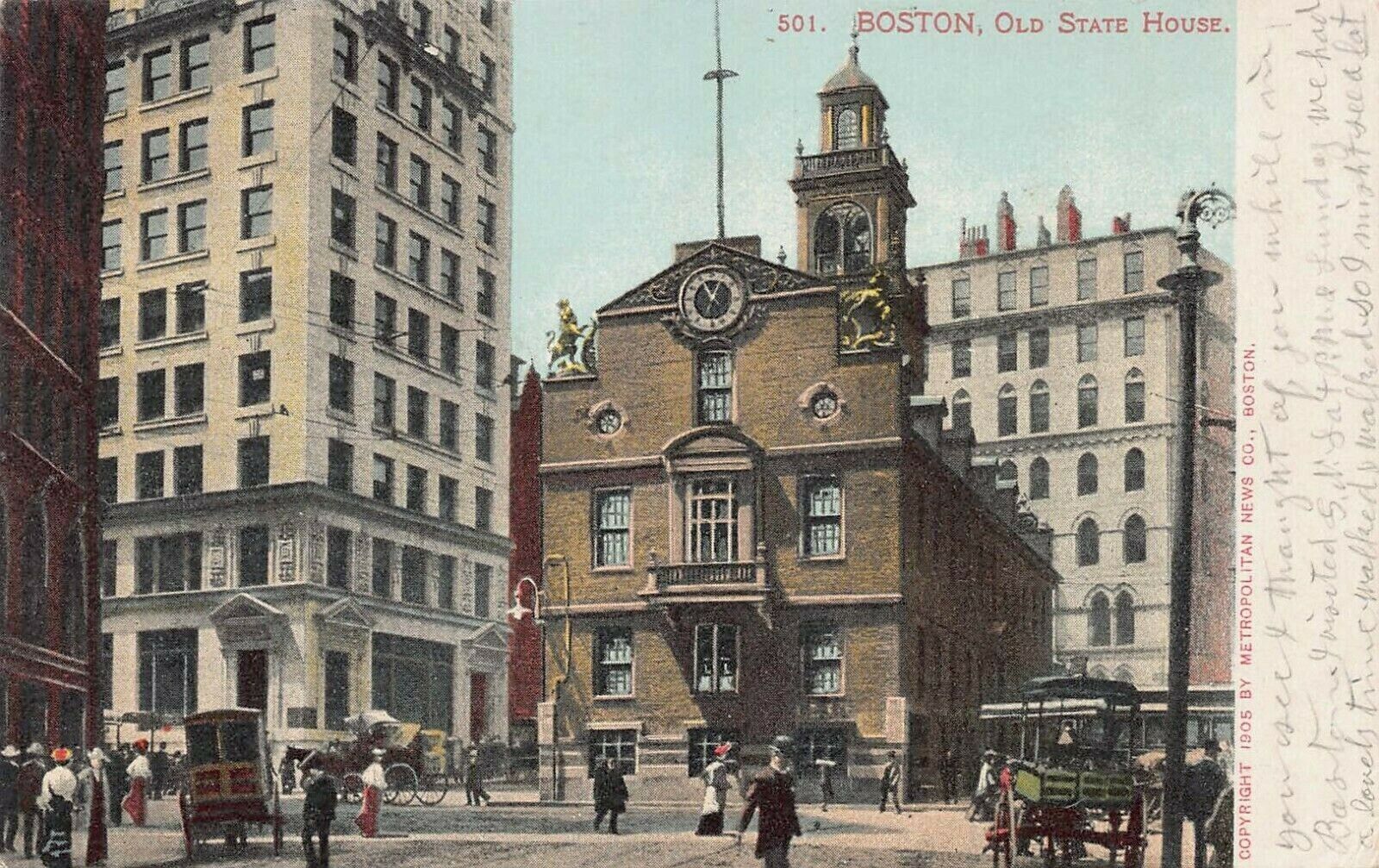 Old State House, Boston, Massachusetts, 1905 Postcard, Metropolitan News Co.