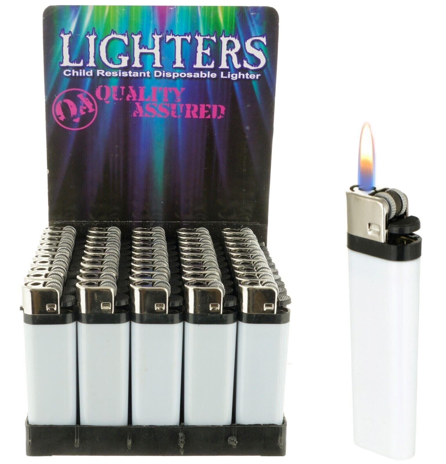50 PACK Disposable Classic Cigarette Lighters W- Full Standard Size - Wholesale
