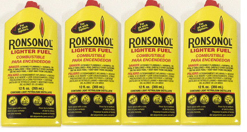 4 Bottles Ronsonol lighter fuel 12 Oz Pl Bottle best for all wick type lighters