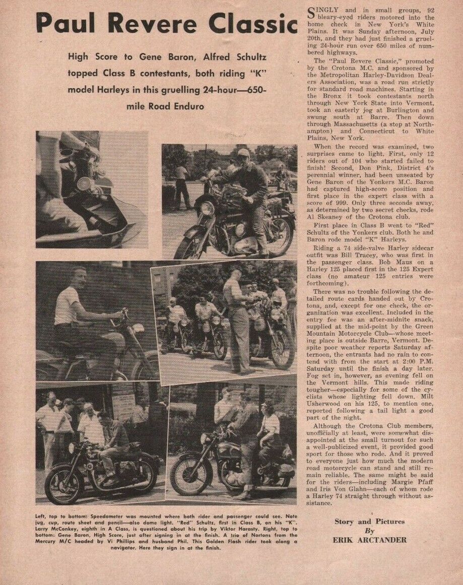 1952 Paul Revere Classic / Crotona M.C. Road Enduro - Vintage Motorcycle Article