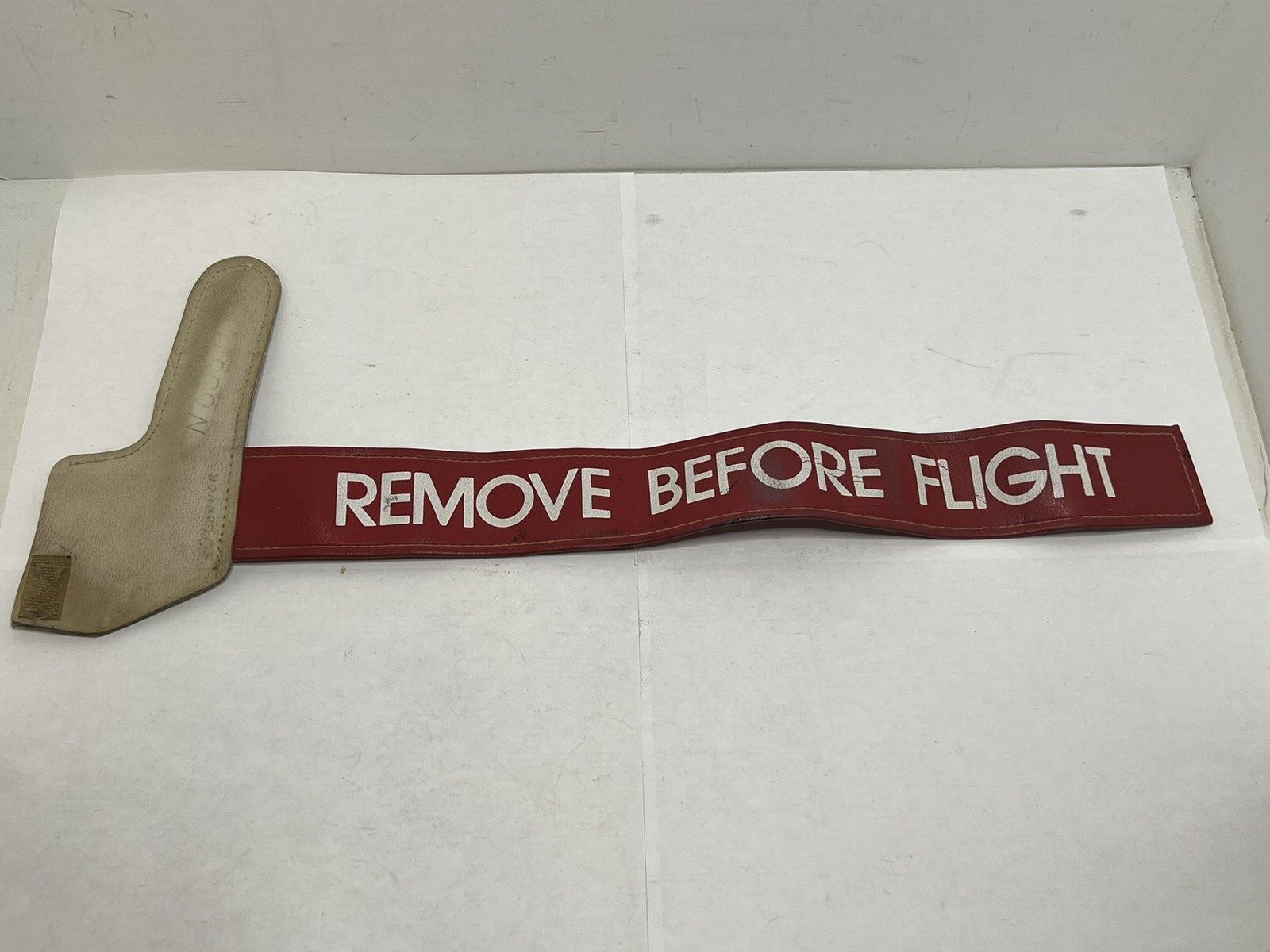 Vintage Original Faux Leather Red Remove Before Flight Aircraft Banner Flag 20\