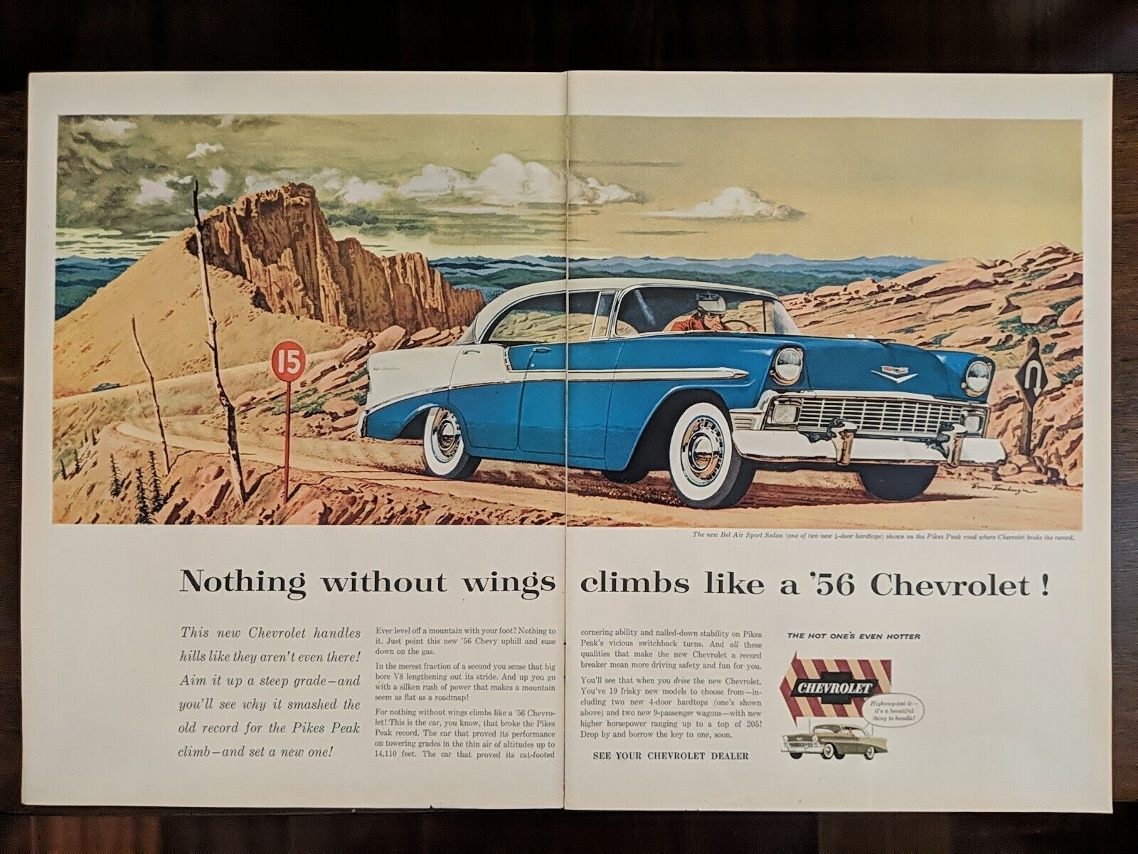 1956 vintage Chevrolet Bel Air Sport Sedan Pikes Peak Breaking Record