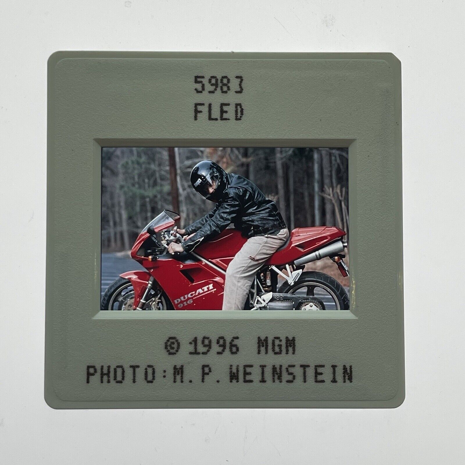 Laurence Fishburne in Fled Ducati Motorcycle Film Actor S36212 SD15 35mm Slide￼