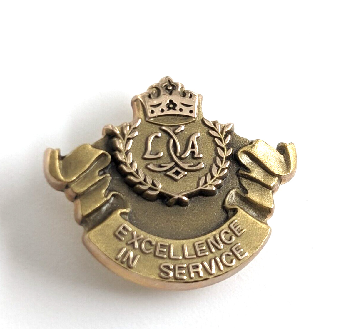 VTG 10K EMB CTO Crown Monogram Wreath Crest Excellence in Service Pin Tie Tack