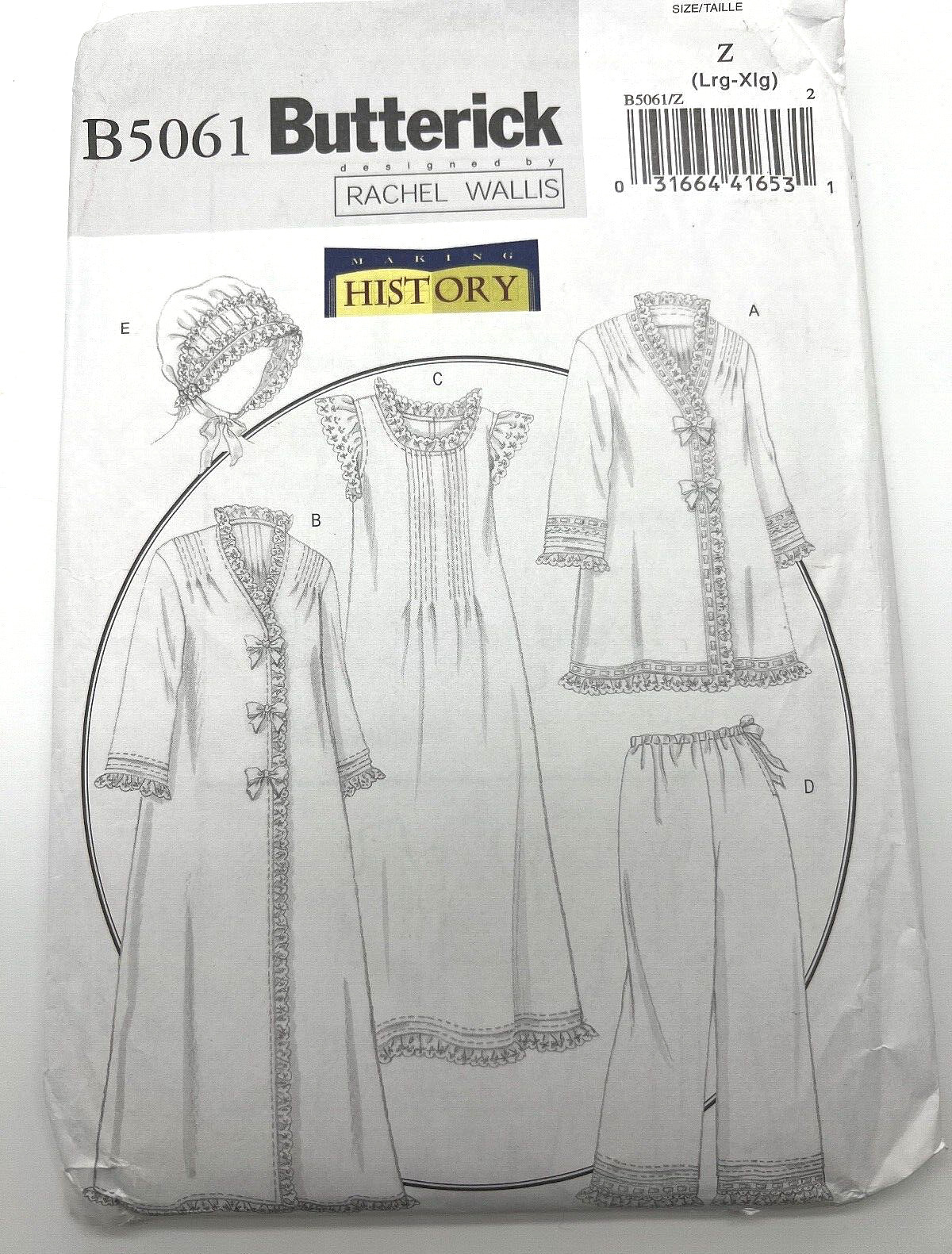 UNCUT Pattern/Making History (Night Gown +) Butterick B5061 LRG/XLG Theatre