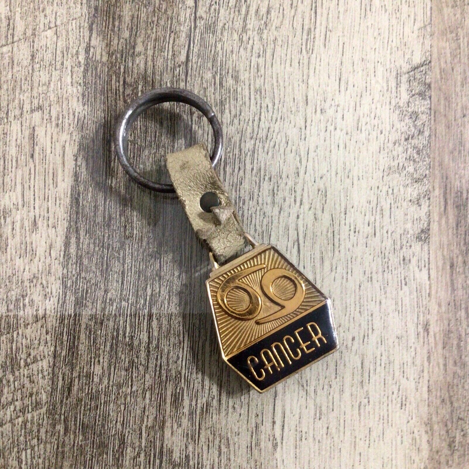 Vintage 69 Cancer Zodiac Astrological Sign Metal Key Chain Ring