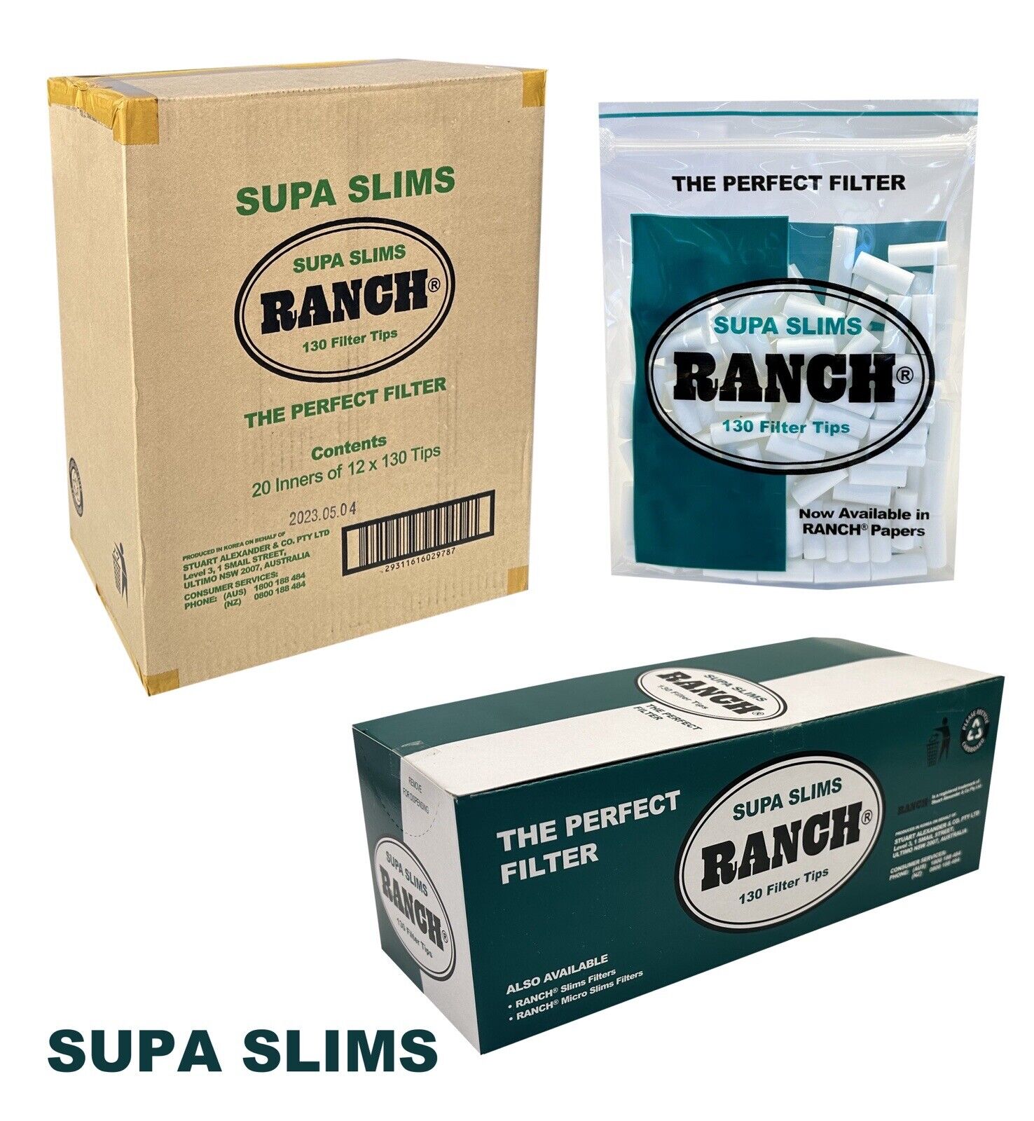 20 X Ranch Filters Supa Slim Green Filters. Total 31,200 Filters  