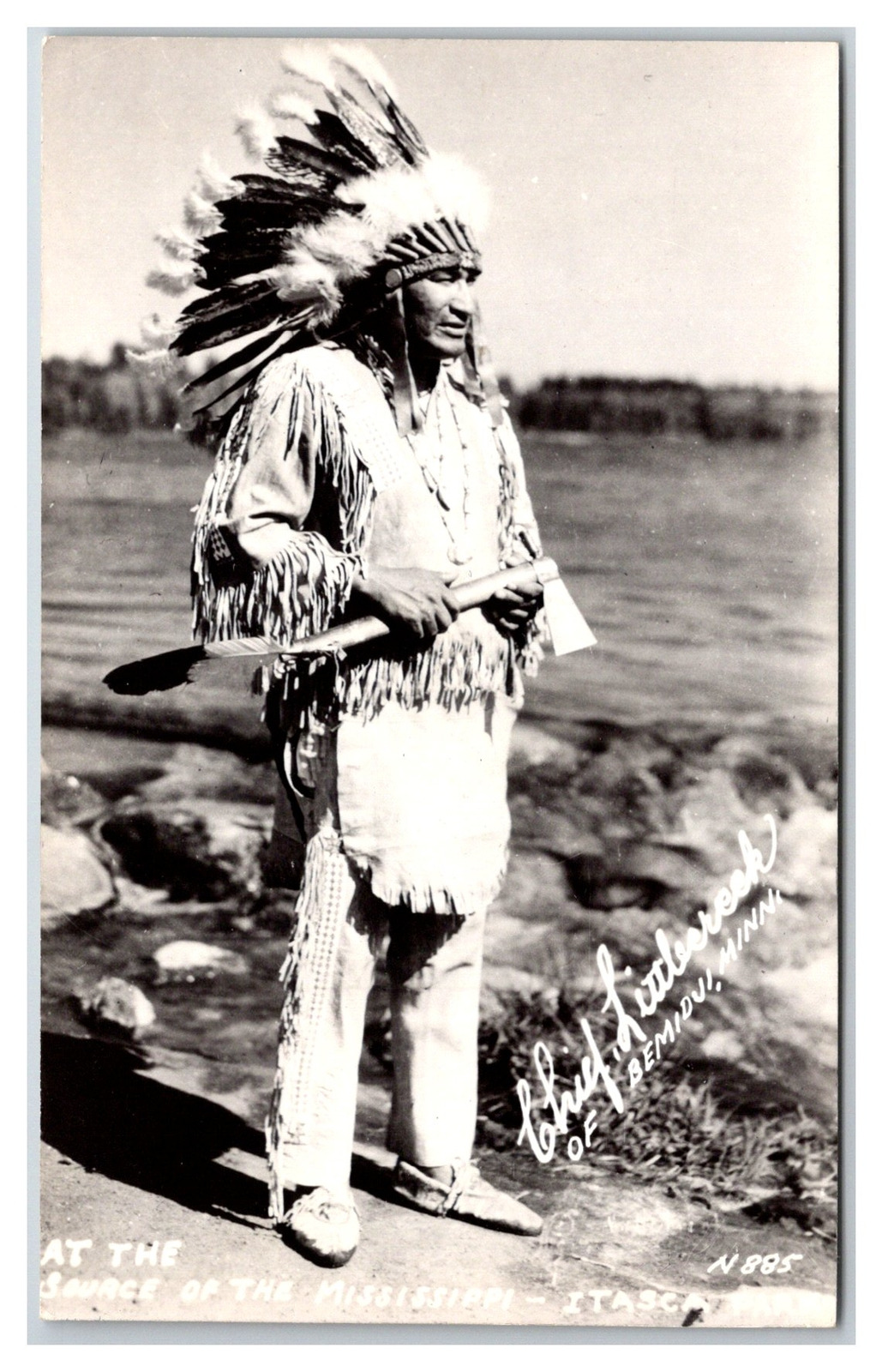 Minnesota LAKE ITASCA ~ Chief Littlecreek rppc ~ Native american Bemidji OJIBWE