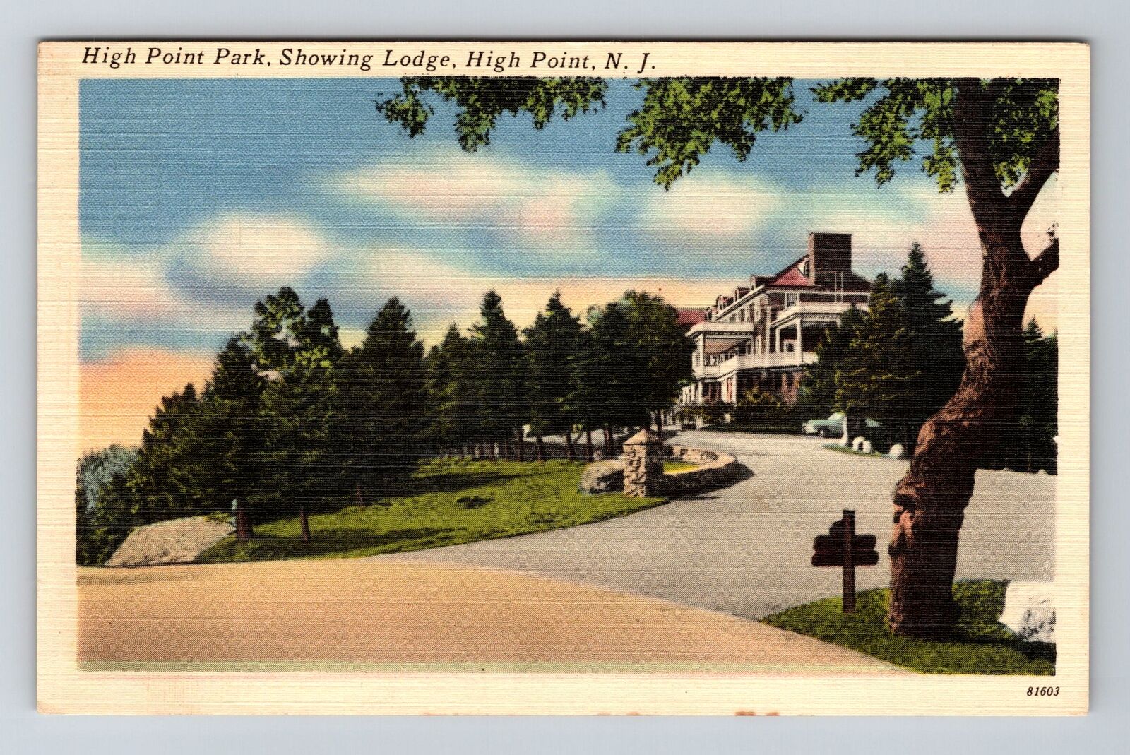 High Point NJ-New Jersey, High Point Park, Lodge Vintage Souvenir Postcard