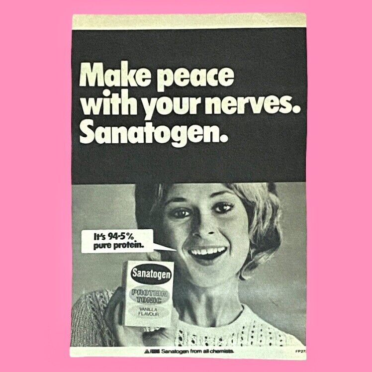 SANATOGEN Vintage LARGE Magazine Print Ad 60s Magazine Clipping Print Ad