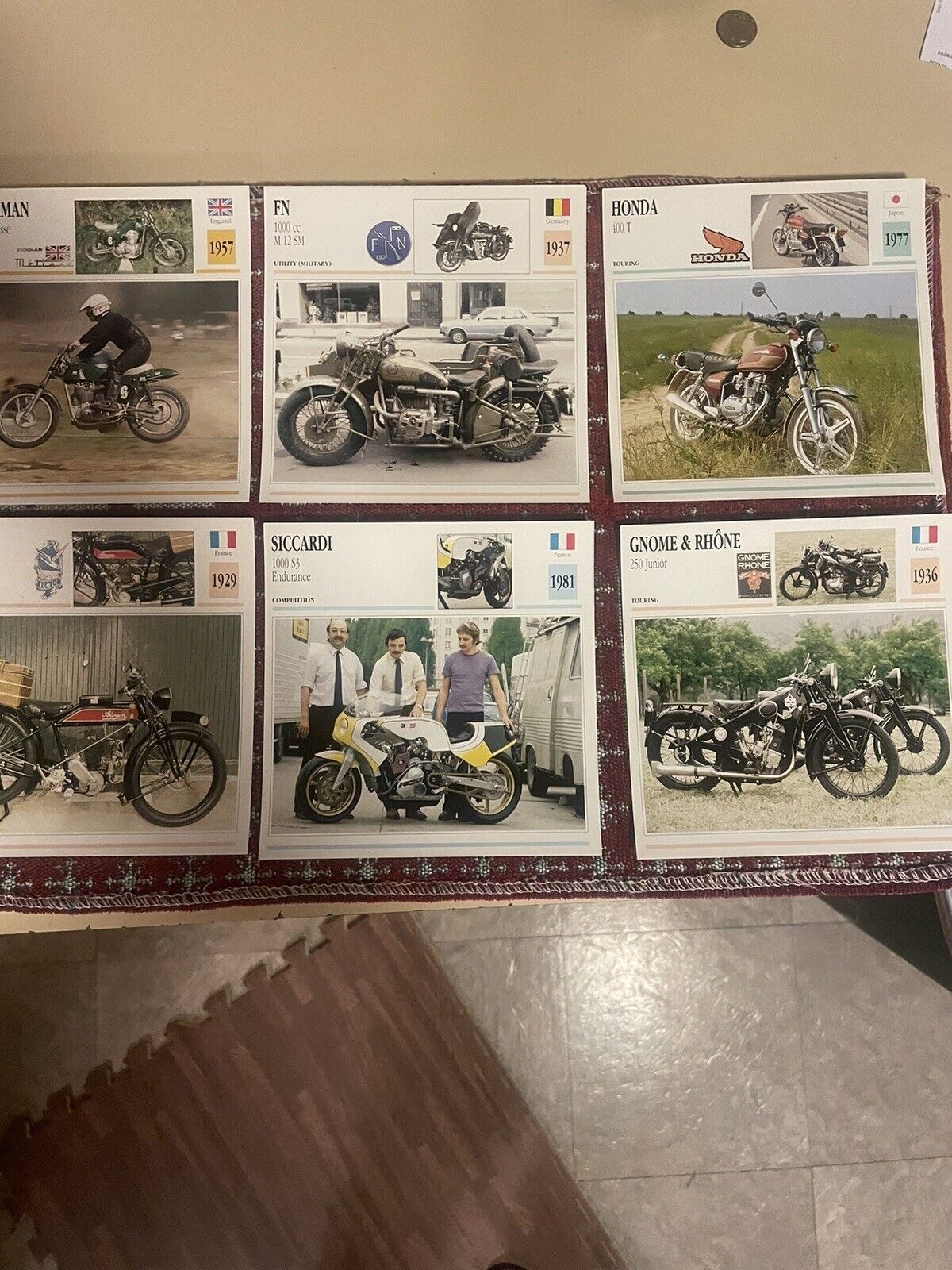 Vintage LOT Photo Spec Sheet Info Motorcycle Stat Cards. 60 Cards W/ 50 Dividers
