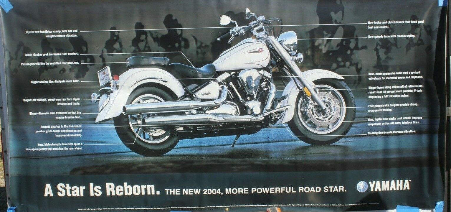 2004 YAMAHA RoadStar Motorcycle Large Dealer 95” X 48” Vinyl Banner/Poster