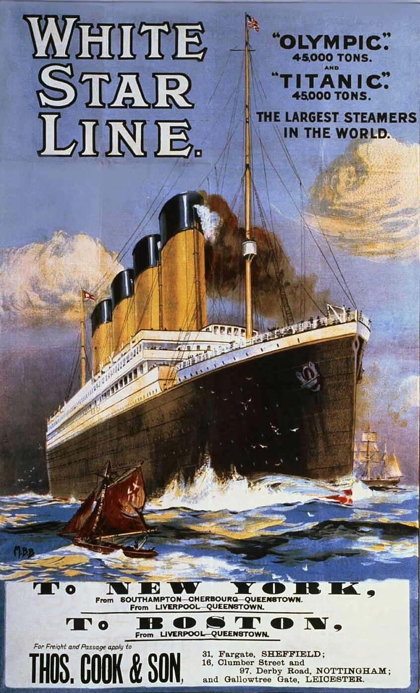 Titanic White Star Ship Ocean Liner Memorabilia advertising poster UK ad 1912 5