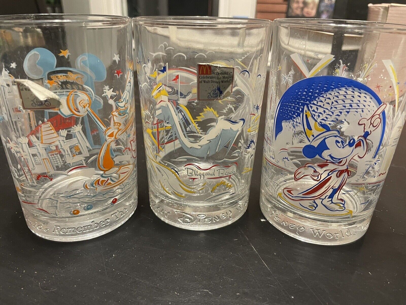 3 Vintage Walt Disney World 25th Anniversary McDonald's Drinking Glass cups