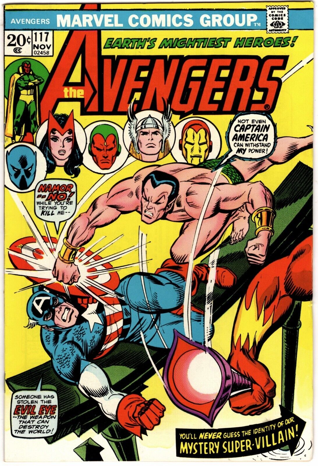The Avengers Comic No 117, November 1973, Vintage Marvel Comic, High Grade