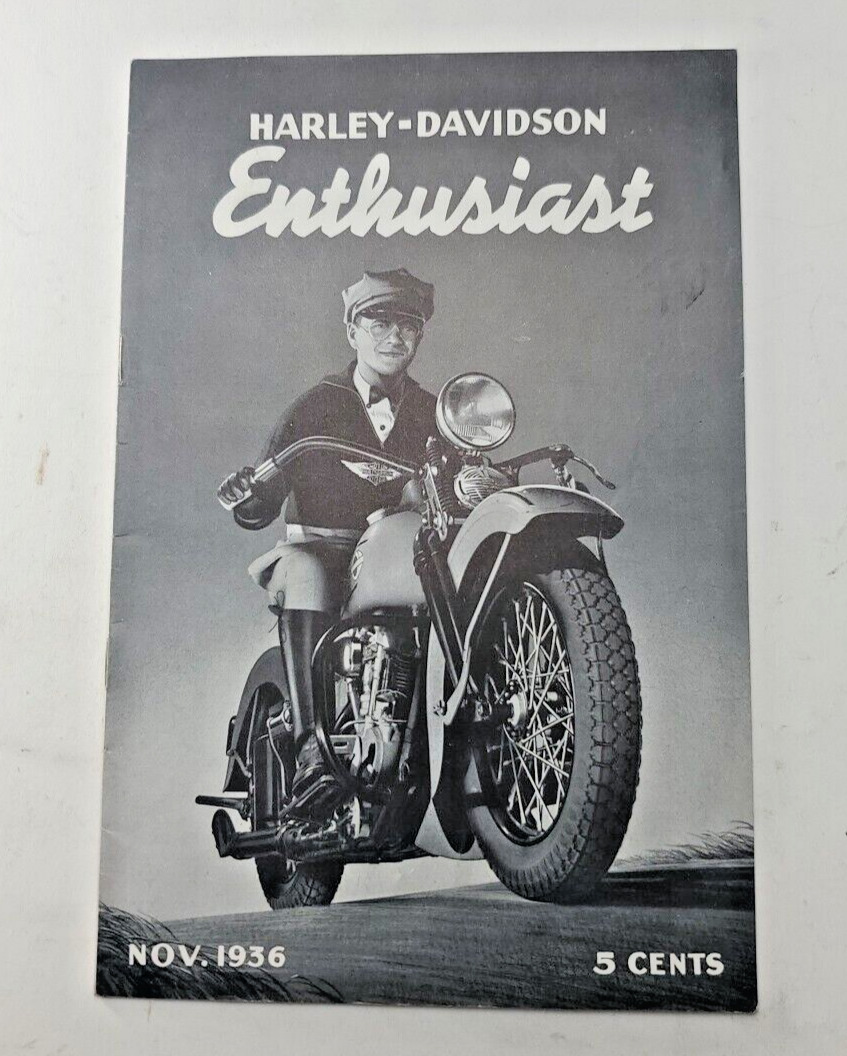 Harley-Davidson Enthusiast A Magazine For Motorcyclists Nov. 1936 Vintage