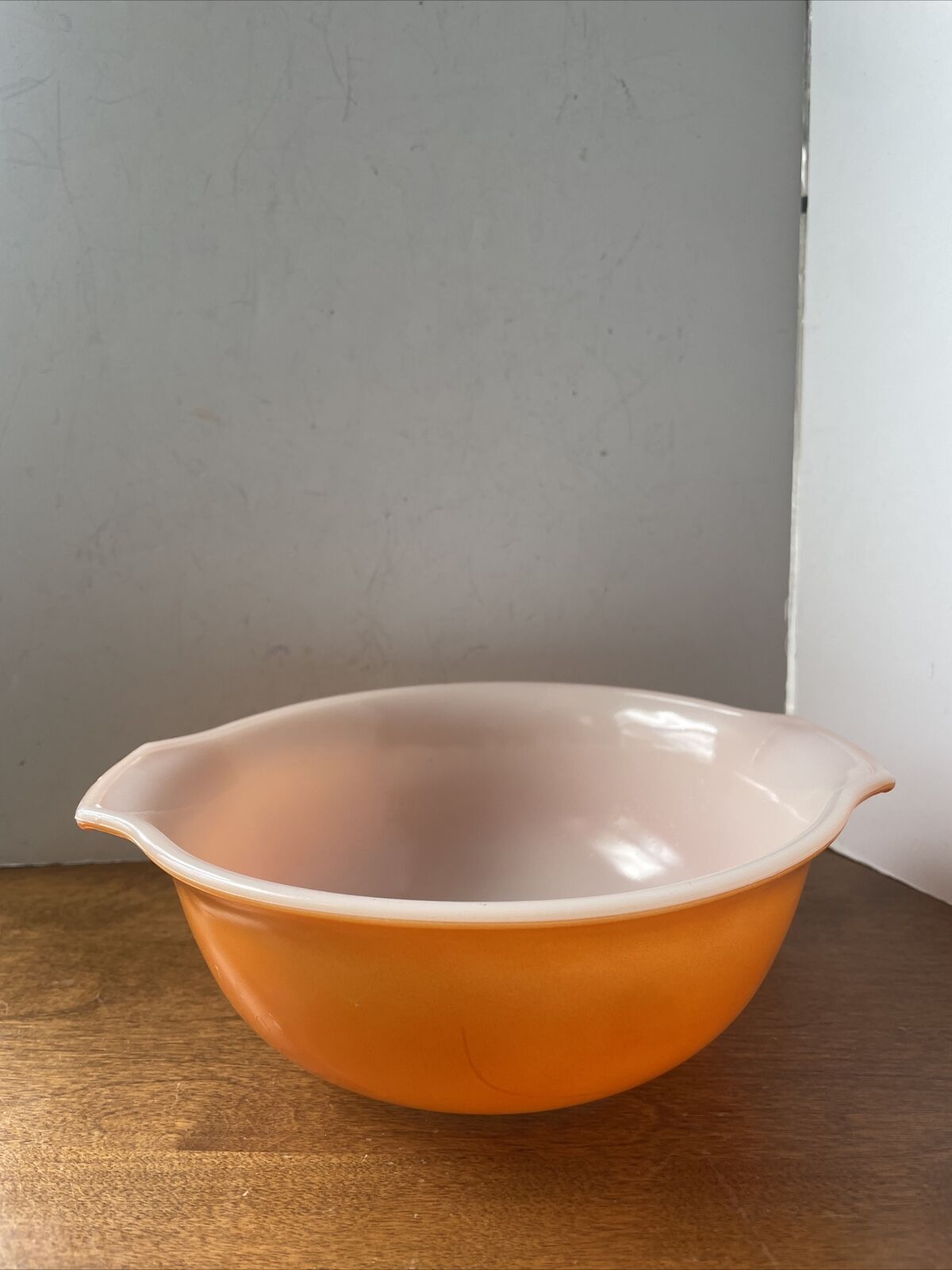 Vintage Glasbake Mixing Bowl With Handles J-2355 Orange