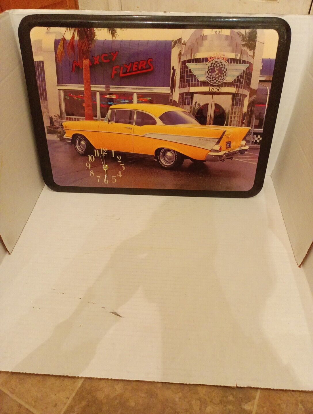 1957 Chevy Bel Air Maxcy Flyers Wall Clock Pre-owned